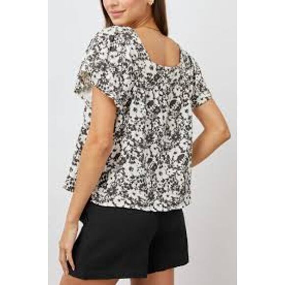 Rails Black Floral Print Magnolia Top Size M - Picture 1 of 5